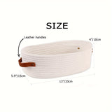 1pc Woven Storage Basket with Handle, Multifunctional Desktop Storage Box, Toilet Paper Storage Box On Top Of Toilet Top, double handle desktop home organizer - perfect bathroom essentials