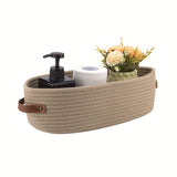1pc Woven Storage Basket with Handle, Multifunctional Desktop Storage Box, Toilet Paper Storage Box On Top Of Toilet Top, double handle desktop home organizer - perfect bathroom essentials
