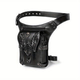Punk Style Cool Flap Waist Bag, Chic Motorbike Bag, Phone Bag, Retro Belt Bag For Men Women