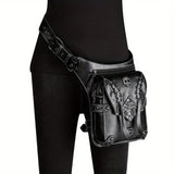 Punk Style Cool Flap Waist Bag, Chic Motorbike Bag, Phone Bag, Retro Belt Bag For Men Women