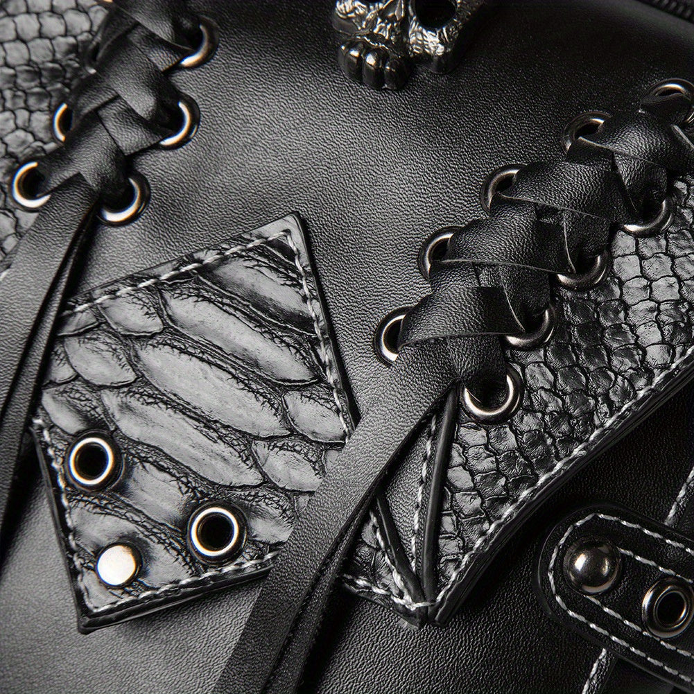 Punk Style Cool Flap Waist Bag, Chic Motorbike Bag, Phone Bag, Retro Belt Bag For Men Women