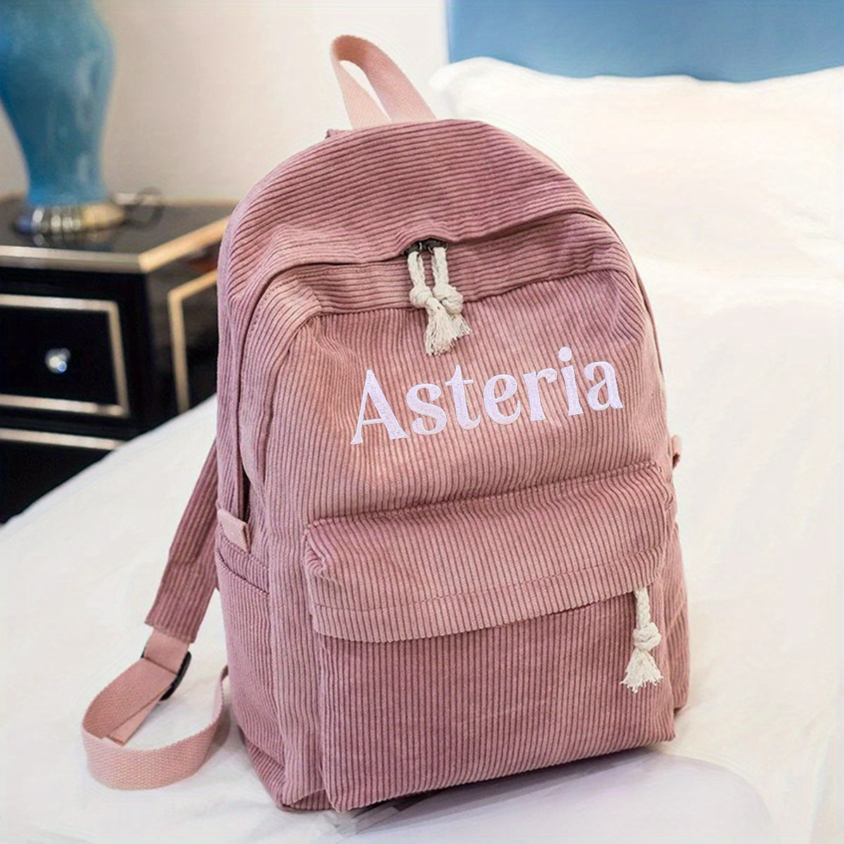 Personalized Embroidered Name Corduroy Backpack, School Bag