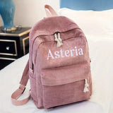 Personalized Embroidered Name Corduroy Backpack, School Bag