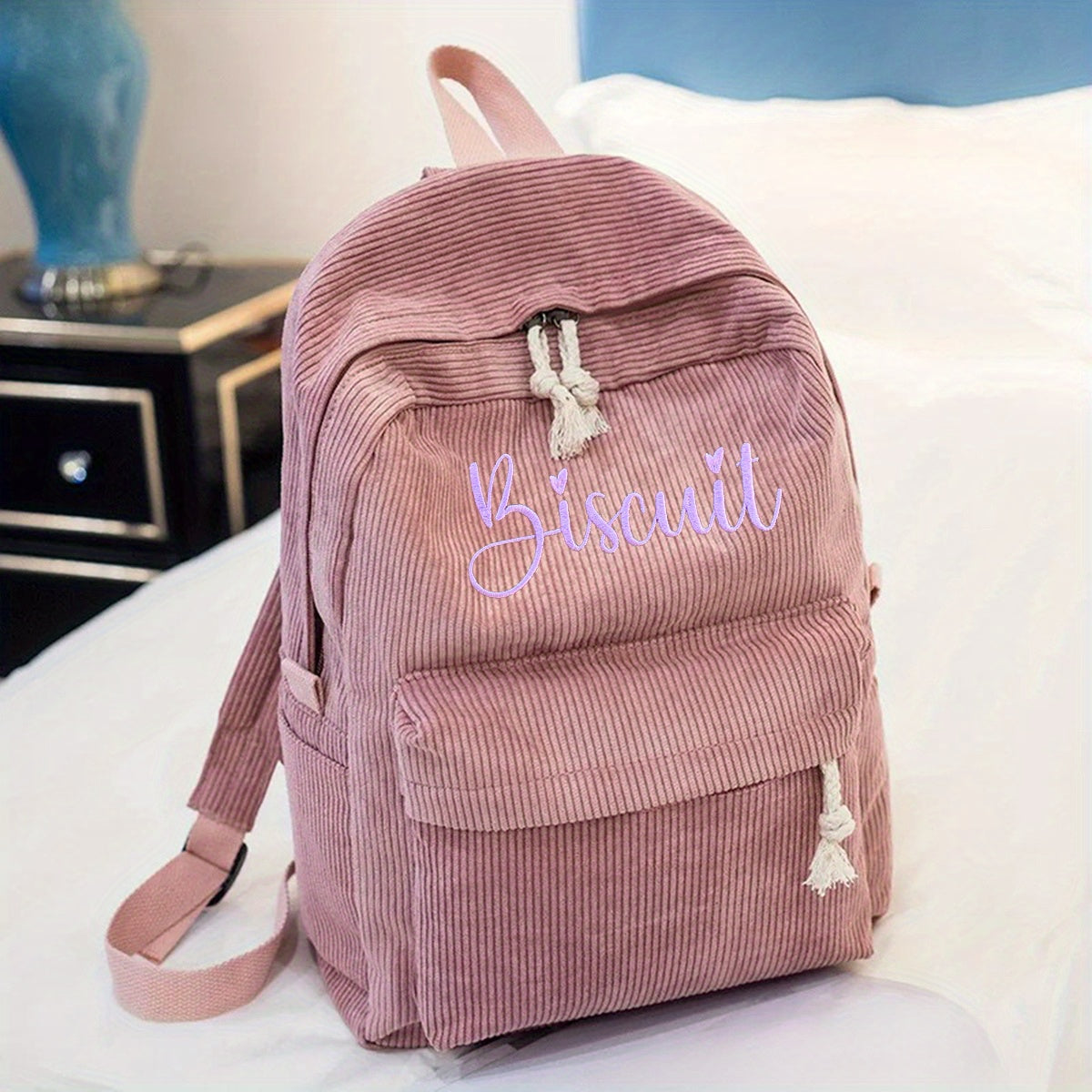 Personalized Embroidered Name Corduroy Backpack, School Bag