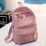 Personalized Embroidered Name Corduroy Backpack, School Bag