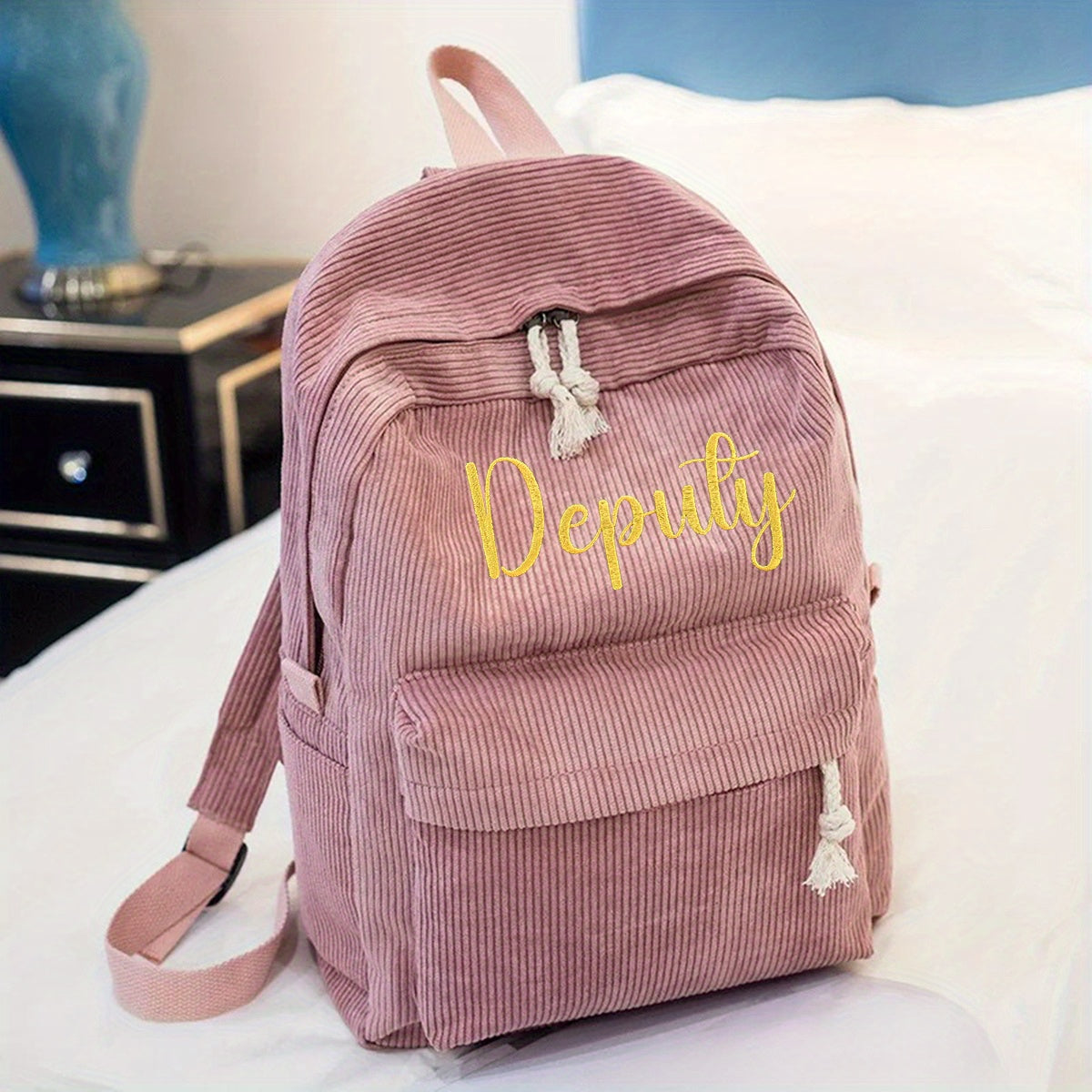 Personalized Embroidered Name Corduroy Backpack, School Bag