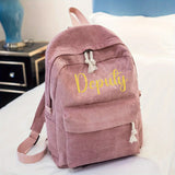 Personalized Embroidered Name Corduroy Backpack, School Bag