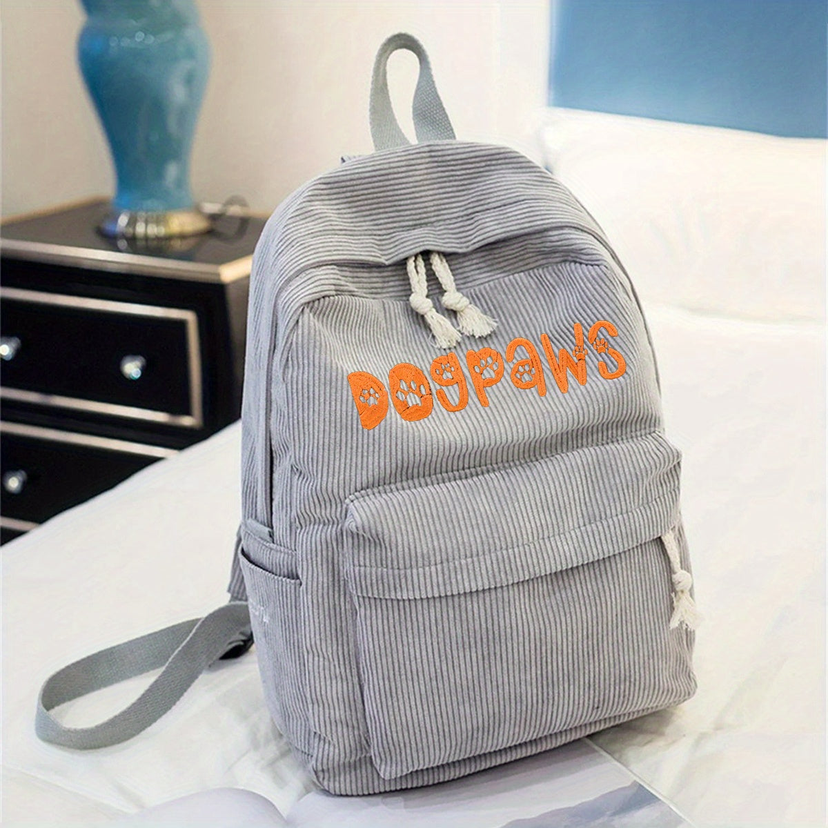 Personalized Embroidered Name Corduroy Backpack, School Bag
