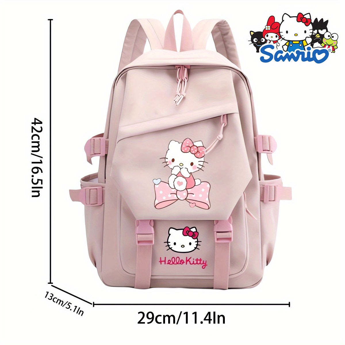 Sanrio Hello Kitty Licensed 1pc Large Capacity Foldable Backpack - Fashionable Dual-Strap School Bag