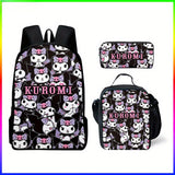 Sanrio Hello Kitty Kuromi Backpack and Pencil Case Set, Polyester School Bag and Accessory Pouch, Kawaii Cartoon Student Bookbag with Matching Zipper Organizer, Officially Licensed