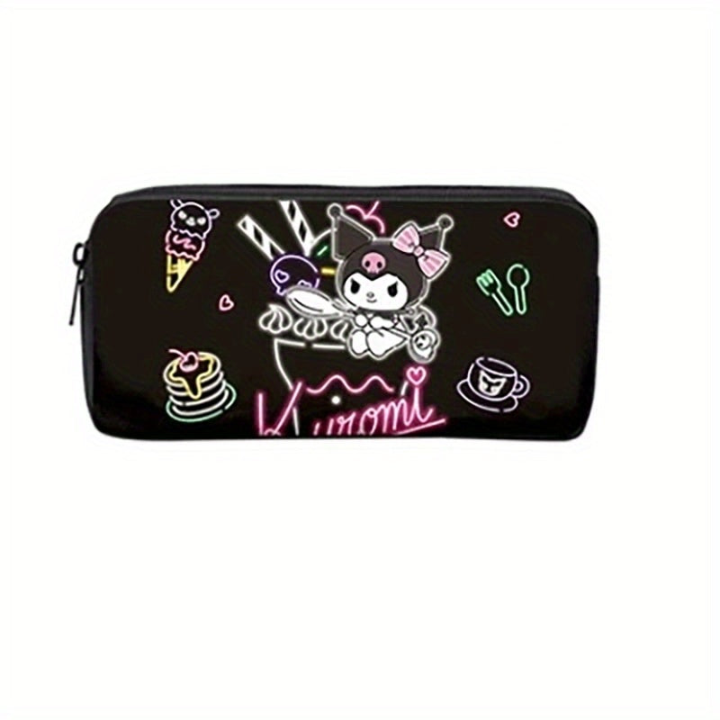 Sanrio Hello Kitty Kuromi Backpack and Pencil Case Set, Polyester School Bag and Accessory Pouch, Kawaii Cartoon Student Bookbag with Matching Zipper Organizer, Officially Licensed