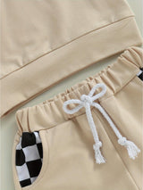 Toddler Boys 2pcs Shorts Sets Sleeveless Hooded Vest and Drawstring Checkerboard Shorts Sets, for Outdoor
