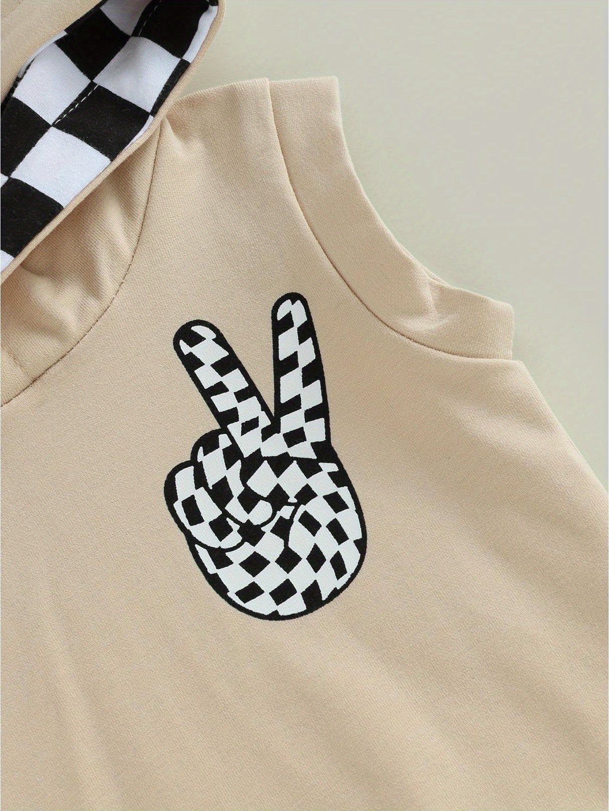 Toddler Boys 2pcs Shorts Sets Sleeveless Hooded Vest and Drawstring Checkerboard Shorts Sets, for Outdoor