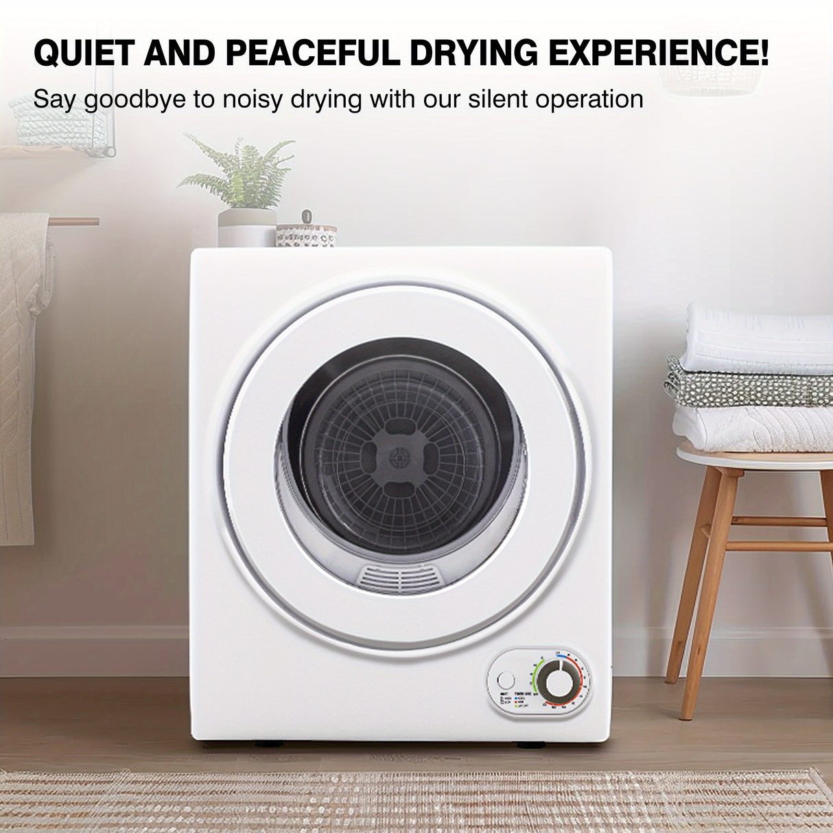110V Portable Clothes Dryer - Compact 850W Laundry Dryer With 1.6 Cu.ft Front Load Capacity, Stainless Steel Tub - Electric Dryer Machine Ideal For Apartments, RVs, Dorms - Easy Control, White.