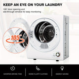 110V Portable Clothes Dryer - Compact 850W Laundry Dryer With 1.6 Cu.ft Front Load Capacity, Stainless Steel Tub - Electric Dryer Machine Ideal For Apartments, RVs, Dorms - Easy Control, White.