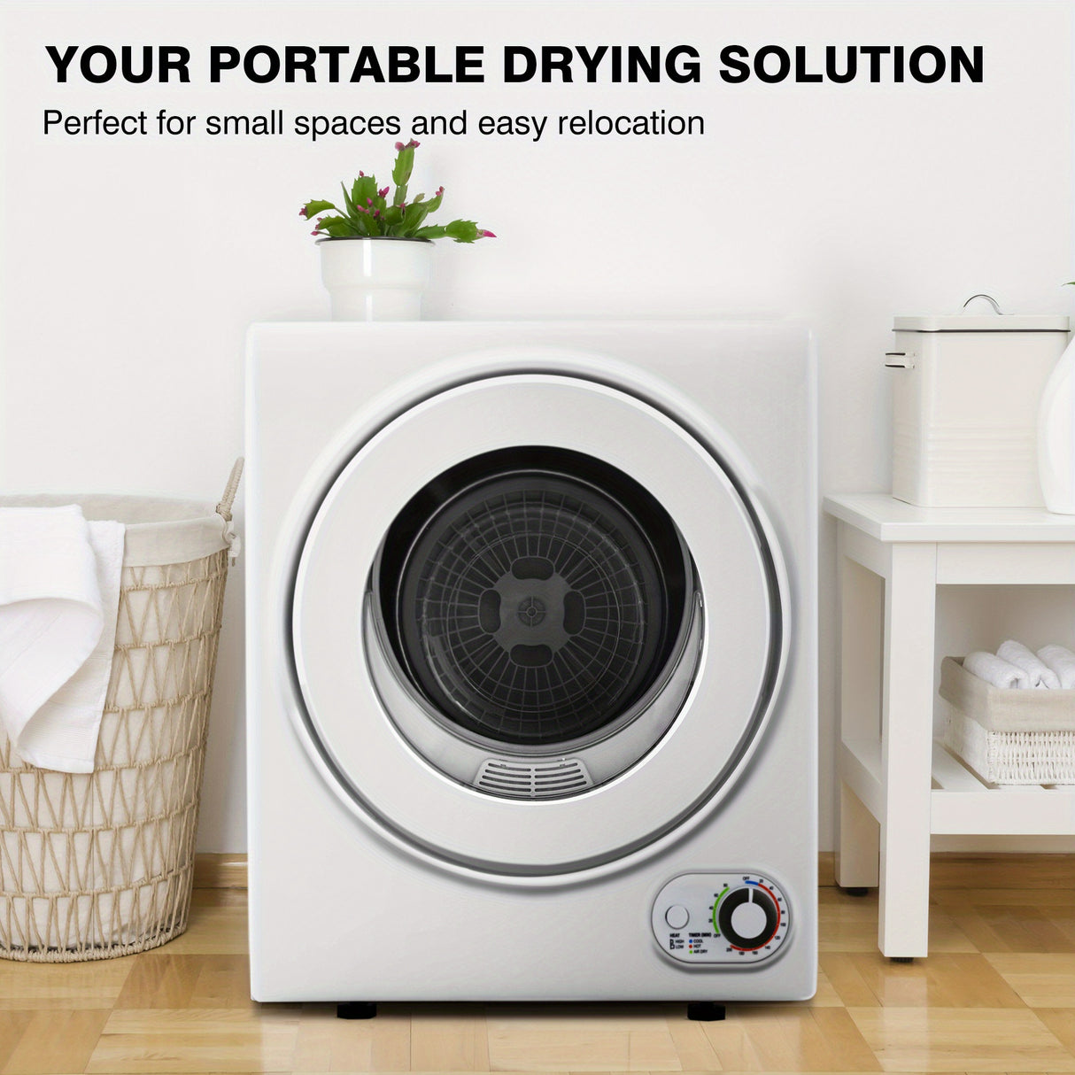 110V Portable Clothes Dryer - Compact 850W Laundry Dryer With 1.6 Cu.ft Front Load Capacity, Stainless Steel Tub - Electric Dryer Machine Ideal For Apartments, RVs, Dorms - Easy Control, White.