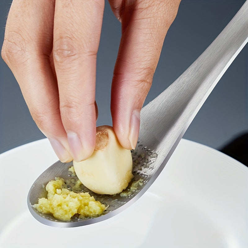 Stainless Steel Ginger Grater Spoon, 1pc Manual Garlic Masher, Uncharged Kitchen Gadget for Pureeing Garlic Ginger - Durable Cookware Accessory