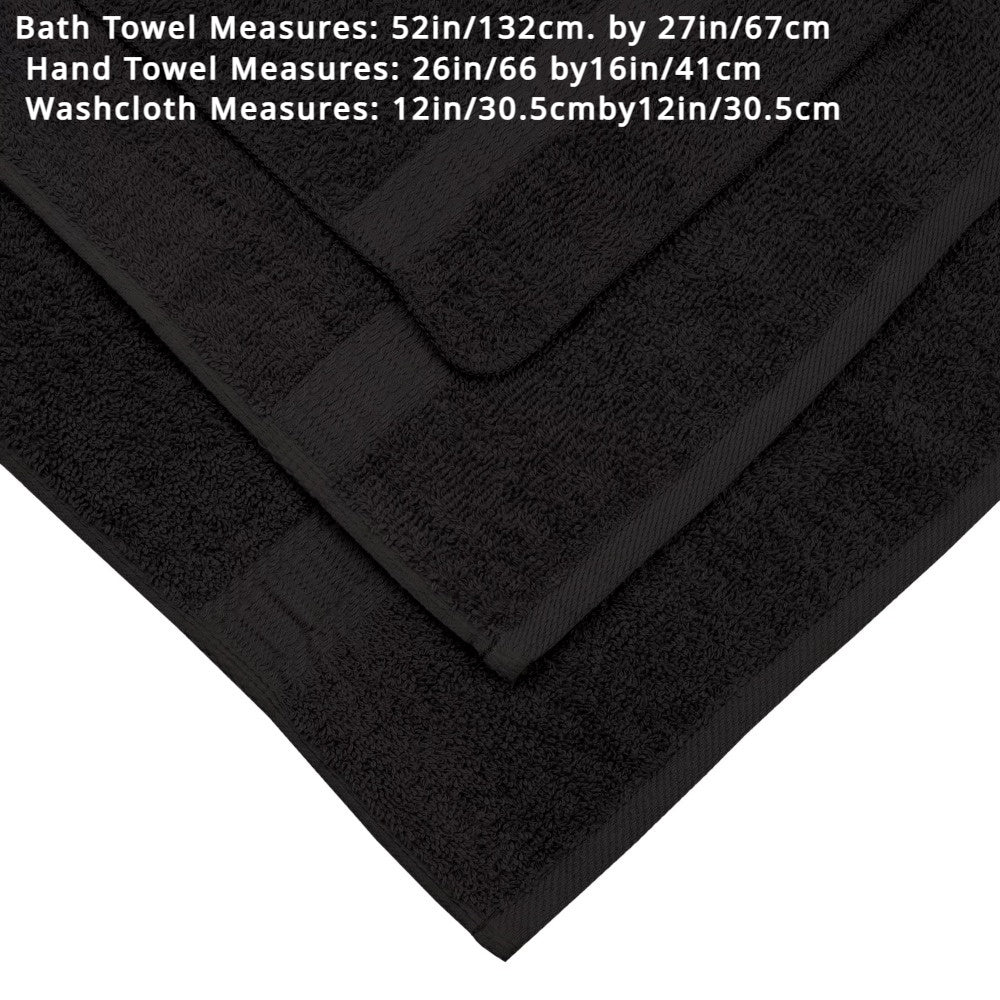 18-Piece Luxurious Solid Bath Towel Set Collection - Soft, Absorbent, and Quick-Drying - Black Color, Ideal for Bathroom Essentials and Everyday Use