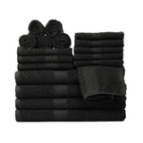 18-Piece Luxurious Solid Bath Towel Set Collection - Soft, Absorbent, and Quick-Drying - Black Color, Ideal for Bathroom Essentials and Everyday Use