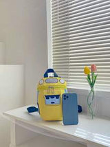 Cute Toddler Boys' Backpack With Anti-Lost Strap, Car Cartoon Design Outdoor Travel Bag