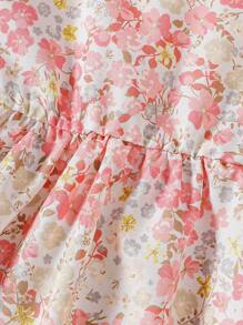 2pcs Baby Girls' Casual Spaghetti Strap Dress With All-Match And Cute Fun Printed Floral Patterns, Suitable For Spring/Summer, Perfect For Valentine's Day