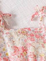 2pcs Baby Girls' Casual Spaghetti Strap Dress With All-Match And Cute Fun Printed Floral Patterns, Suitable For Spring/Summer, Perfect For Valentine's Day