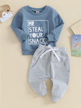 2PCS Toddler Boys' Cozy Long Sleeve Letter Print Sweatshirt and Drawstring Pants Sets - Soft, Breathable, and Comfortable Outfit for Casual Daily Wear - Perfect for Winter and Fall Seasons