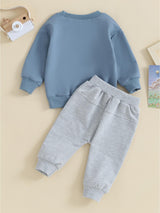 2PCS Toddler Boys' Cozy Long Sleeve Letter Print Sweatshirt and Drawstring Pants Sets - Soft, Breathable, and Comfortable Outfit for Casual Daily Wear - Perfect for Winter and Fall Seasons