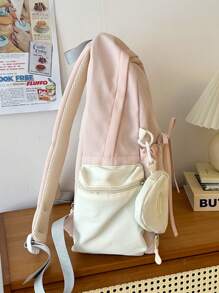 Pink Backpack With Cute Bow For Middle School Girls