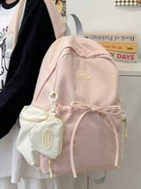 Pink Backpack With Cute Bow For Middle School Girls