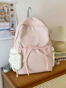 Pink Backpack With Cute Bow For Middle School Girls