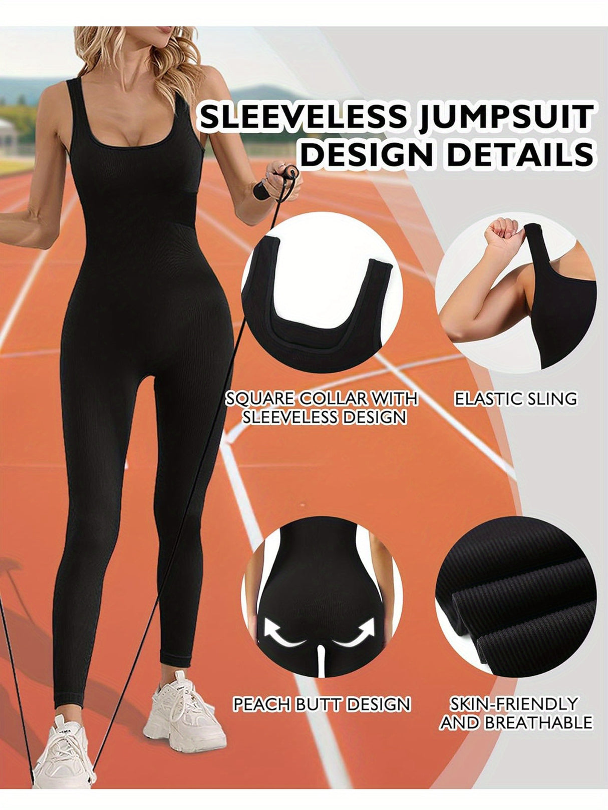 Jumpsuit for Women Workout Seamless Jumpsuits Yoga Ribbed One Piece Tank Tops Rompers Sleeveless Exercise Jumpsuits