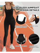 Jumpsuit for Women Workout Seamless Jumpsuits Yoga Ribbed One Piece Tank Tops Rompers Sleeveless Exercise Jumpsuits