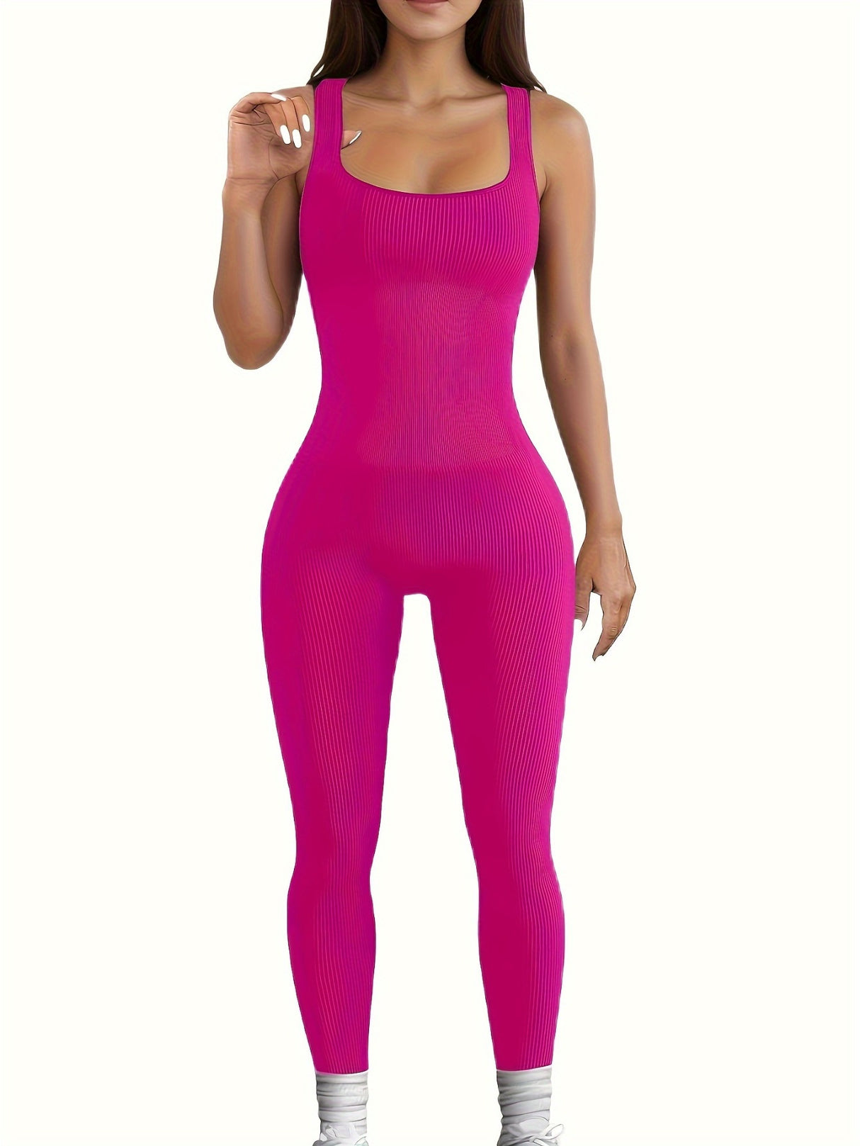 Jumpsuit for Women Workout Seamless Jumpsuits Yoga Ribbed One Piece Tank Tops Rompers Sleeveless Exercise Jumpsuits