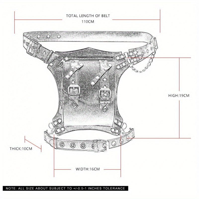 2024 Punk Outdoor Bag Female Versatile Chain Motorcycle Men's Belt Bag
