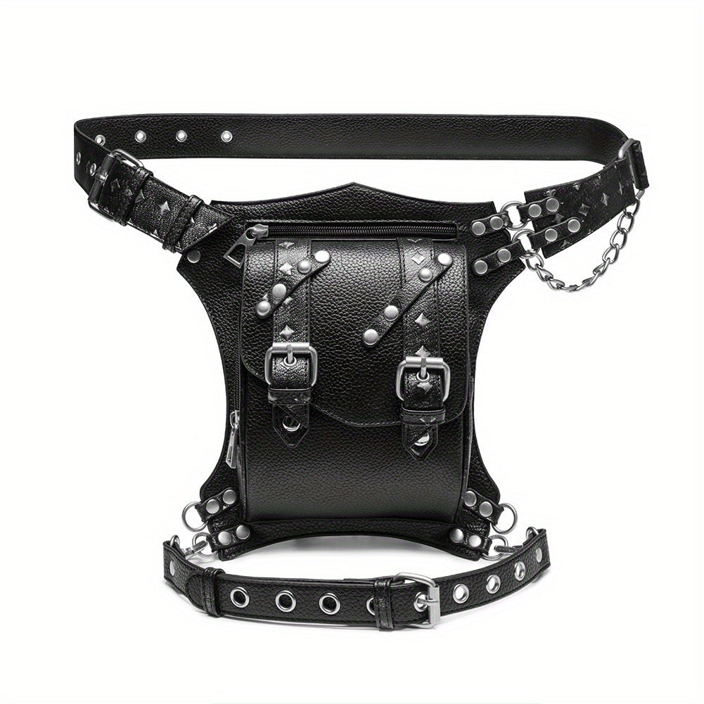 2024 Punk Outdoor Bag Female Versatile Chain Motorcycle Men's Belt Bag