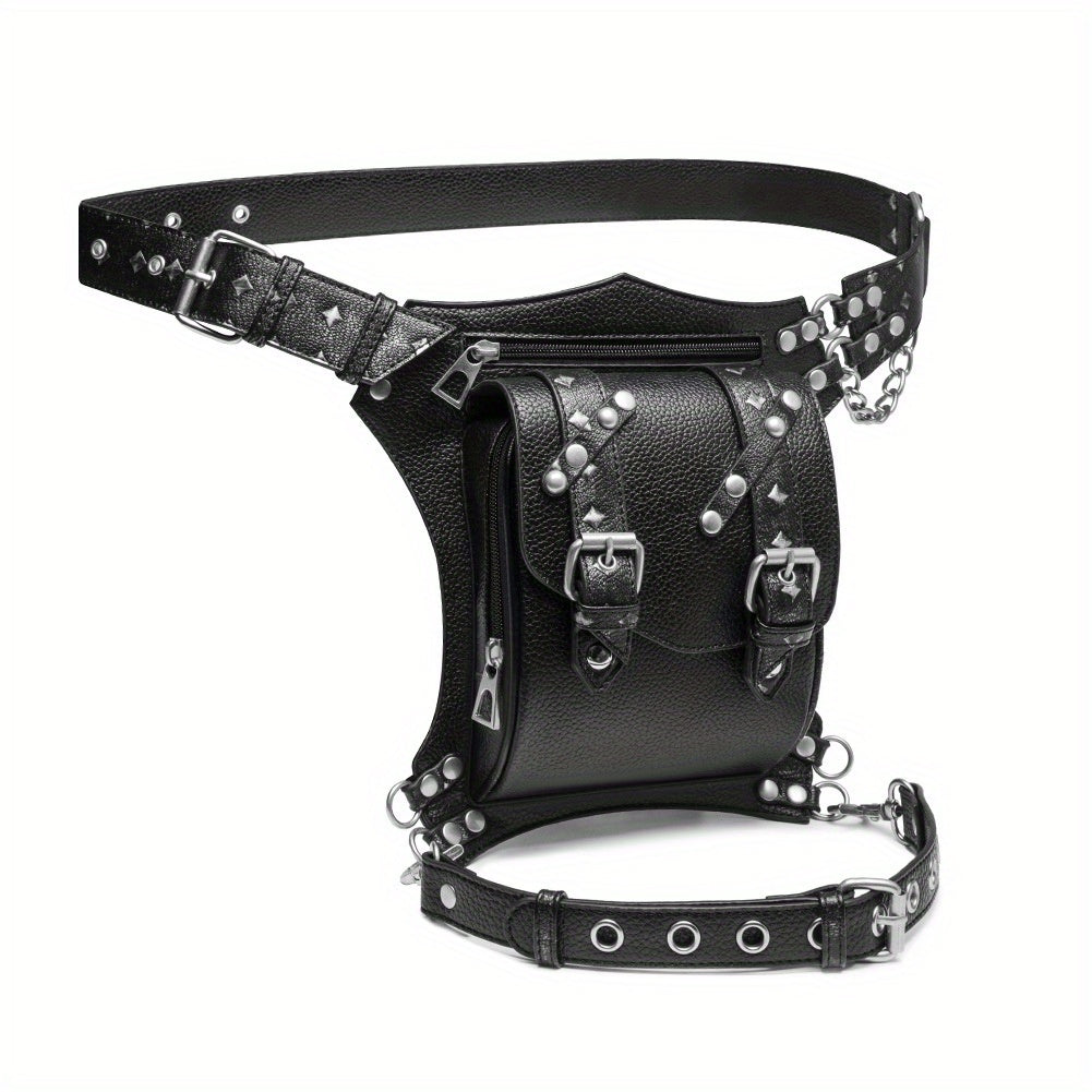 2024 Punk Outdoor Bag Female Versatile Chain Motorcycle Men's Belt Bag