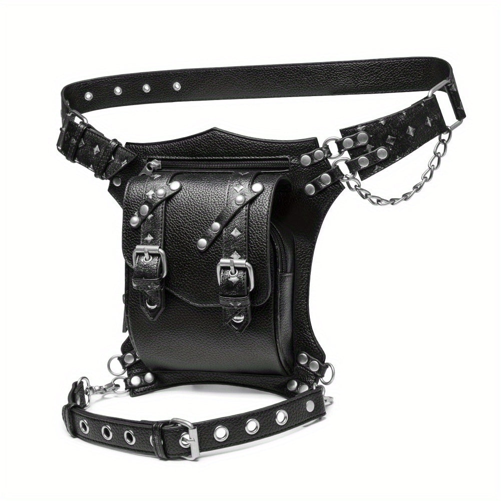 2024 Punk Outdoor Bag Female Versatile Chain Motorcycle Men's Belt Bag