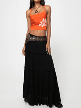 Women's Floral Tree Print Camisole Summer Sleeveless Backless Low Cut Slim Fit Crop Tops