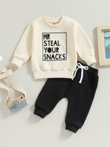 Toddler Boys 2PCS Pants Sets Long Sleeve Letter Print Sweatshirt Tops and Drawstring Pants Sets