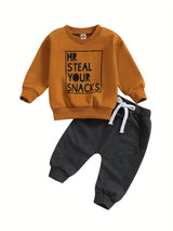 Toddler Boys 2PCS Pants Sets Long Sleeve Letter Print Sweatshirt Tops and Drawstring Pants Sets