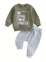 Toddler Boys 2PCS Pants Sets Long Sleeve Letter Print Sweatshirt Tops and Drawstring Pants Sets