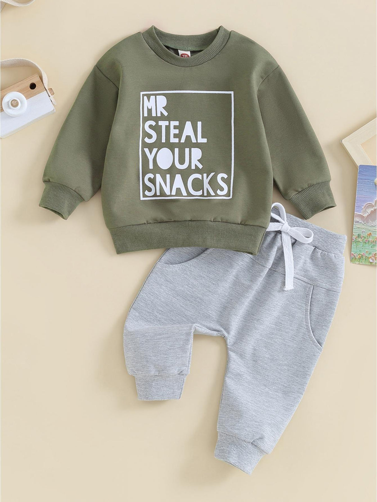 Toddler Boys 2PCS Pants Sets Long Sleeve Letter Print Sweatshirt Tops and Drawstring Pants Sets