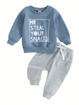 Toddler Boys 2PCS Pants Sets Long Sleeve Letter Print Sweatshirt Tops and Drawstring Pants Sets