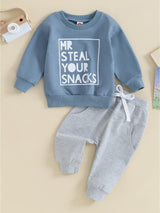 Toddler Boys 2PCS Pants Sets Long Sleeve Letter Print Sweatshirt Tops and Drawstring Pants Sets