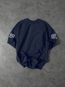Manfinity Streetrush Men's Round Neck Short Sleeve Tee With Letter And Number Print, Casual Daily Wear