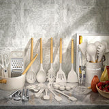 Chef Silicone Kitchen Utensil Set, 34PCS Heat Resistant Kitchen Gadgets and Tools With Grater, Wood Handles for Nonstick Cookware