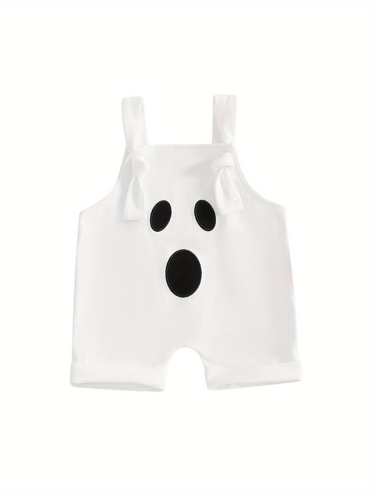 Baby Toddler Boys Girls Halloween Overalls Sleeveless Square Neck Pumpkin/Ghost Face Embroidery Rompers Newborn Jumpsuits