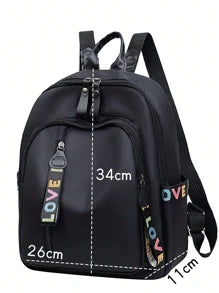 Large Capacity Multi-Pocket Black Oxford Cloth Wear-Resistant Backpack, Fashionable Street All-Match Commuter Bag, Exquisite Student Schoolbag, Mobile Phone Computer Bag, Suitable For Fashionistas Work, Business, Commuting, Outdoor, Travel, Picnic