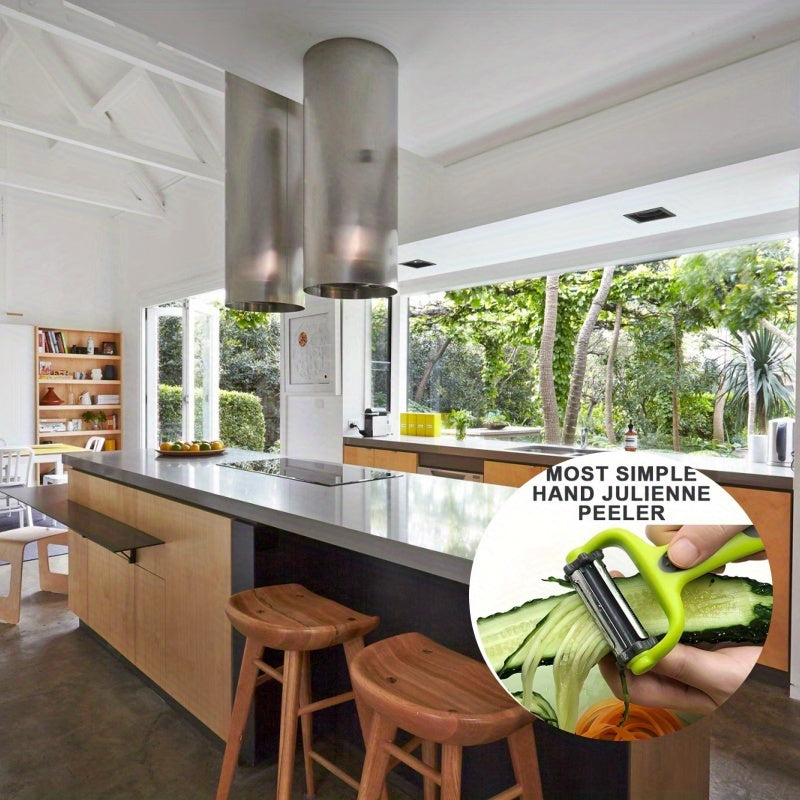 Multi-Functional 3-in-1 ABS Rotary Peeler - Serrated Blade Vegetable & Fruit Peeler with Julienne Slicer & Grater - Kitchen Prep Tool for Veggie Salad, Zucchini Noodles - Durable Stainless Steel - 1pc